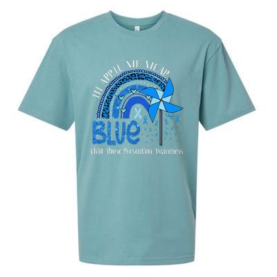 In April We Wear Blue For Child Abuse Prevention Awarenes Gifts Sueded Cloud Jersey T-Shirt