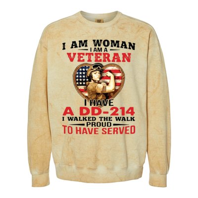 I Am Woman Veteran I Have A đ 214 I Walked The Walk To Have Served Colorblast Crewneck Sweatshirt