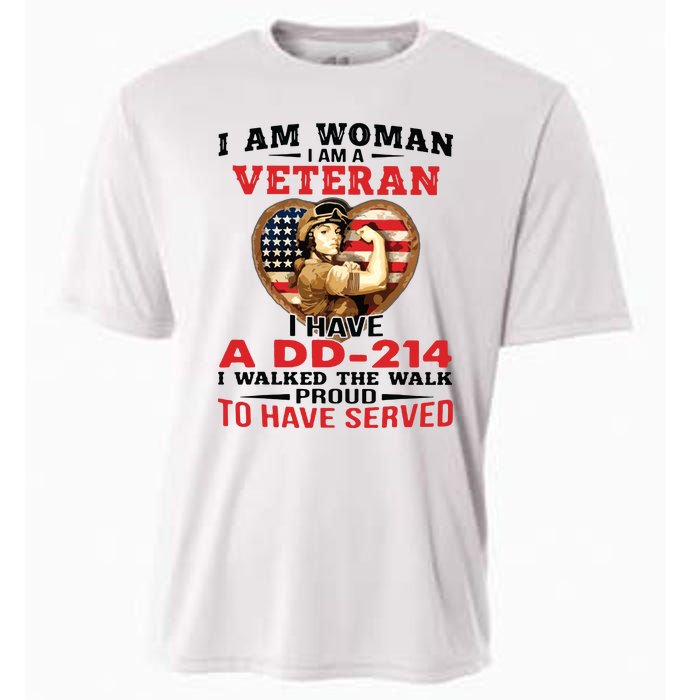 I Am Woman Veteran I Have A đ 214 I Walked The Walk To Have Served Cooling Performance Crew T-Shirt