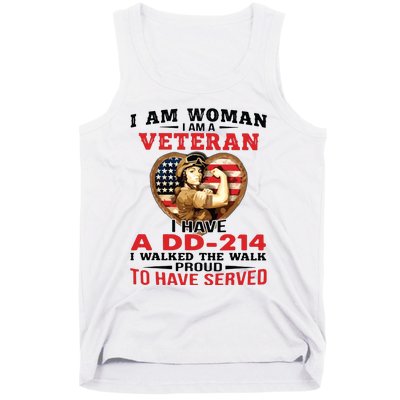 I Am Woman Veteran I Have A đ 214 I Walked The Walk To Have Served Tank Top