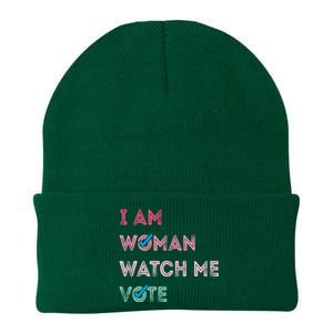 I Am Woman Watch Me Vote 2024 Knit Cap Winter Beanie