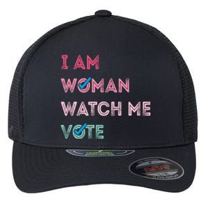 I Am Woman Watch Me Vote 2024 Flexfit Unipanel Trucker Cap