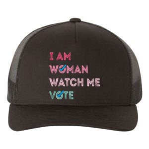 I Am Woman Watch Me Vote 2024 Yupoong Adult 5-Panel Trucker Hat