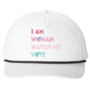 I Am Woman Watch Me Vote 2024 Snapback Five-Panel Rope Hat