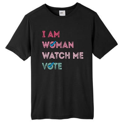 I Am Woman Watch Me Vote 2024 Tall Fusion ChromaSoft Performance T-Shirt