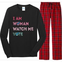 I Am Woman Watch Me Vote 2024 Long Sleeve Pajama Set