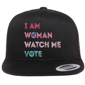 I Am Woman Watch Me Vote 2024 Flat Bill Trucker Hat