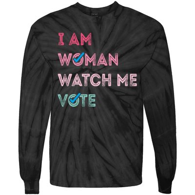 I Am Woman Watch Me Vote 2024 Tie-Dye Long Sleeve Shirt