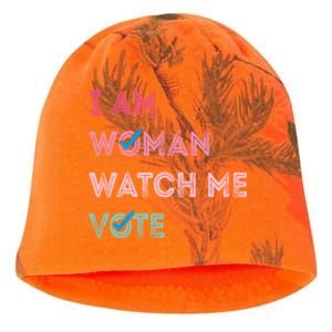 I Am Woman Watch Me Vote 2024 Kati - Camo Knit Beanie