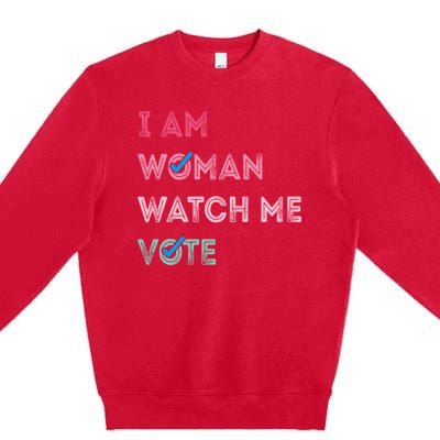 I Am Woman Watch Me Vote 2024 Premium Crewneck Sweatshirt