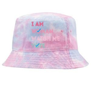 I Am Woman Watch Me Vote 2024 Tie-Dyed Bucket Hat