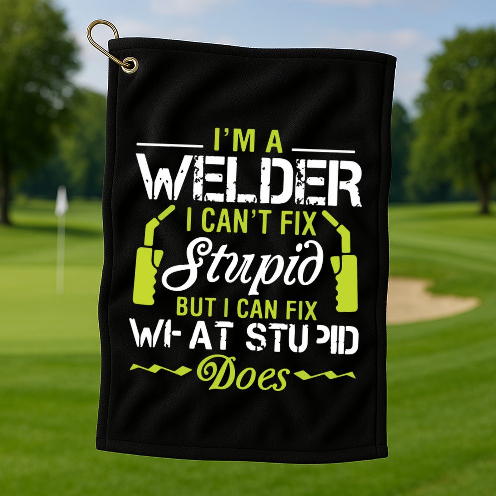 I'm A Welder I Can't Fix Stupid Funny Welding Tee Golf Towel