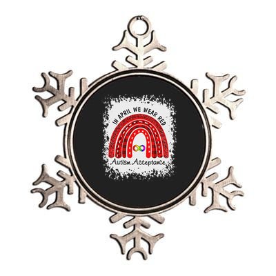 In April Wear Red Instead Autism Acceptance Metallic Star Ornament