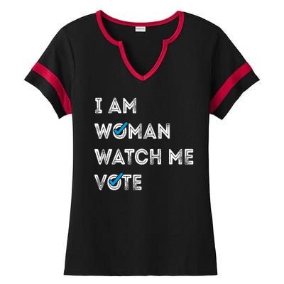 I Am Woman Watch Me Vote 2024 Ladies Halftime Notch Neck Tee