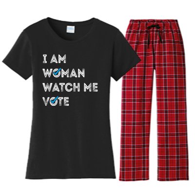 I Am Woman Watch Me Vote 2024 Women's Flannel Pajama Set