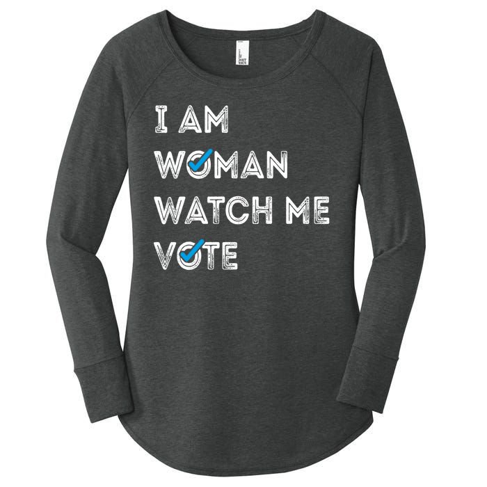 I Am Woman Watch Me Vote 2024 Women's Perfect Tri Tunic Long Sleeve Shirt