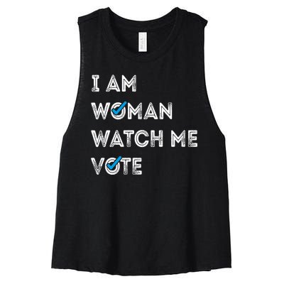 I Am Woman Watch Me Vote 2024 Women's Racerback Cropped Tank