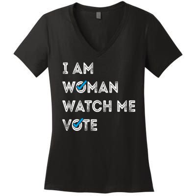 I Am Woman Watch Me Vote 2024 Women's V-Neck T-Shirt