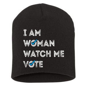 I Am Woman Watch Me Vote 2024 Short Acrylic Beanie