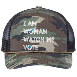 I Am Woman Watch Me Vote 2024 Retro Rope Trucker Hat Cap