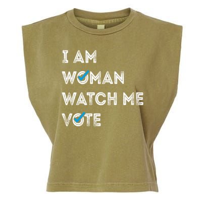 I Am Woman Watch Me Vote 2024 Garment-Dyed Women's Muscle Tee