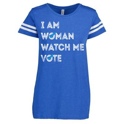 I Am Woman Watch Me Vote 2024 Enza Ladies Jersey Football T-Shirt