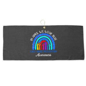 In April We Wear Blue Child Abuse Awareness Rainbow Large Microfiber Waffle Golf Towel