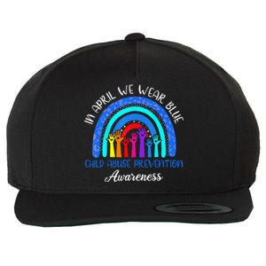 In April We Wear Blue Child Abuse Awareness Rainbow Wool Snapback Cap