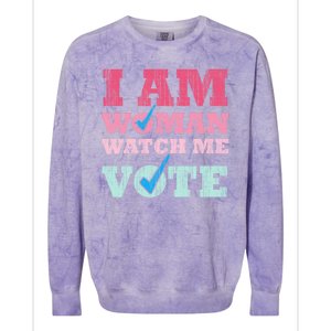 I Am Woman Watch Me Vote 2024 Colorblast Crewneck Sweatshirt