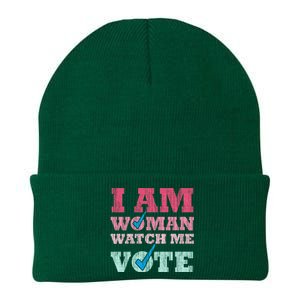 I Am Woman Watch Me Vote 2024 Knit Cap Winter Beanie