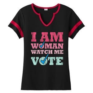 I Am Woman Watch Me Vote 2024 Ladies Halftime Notch Neck Tee