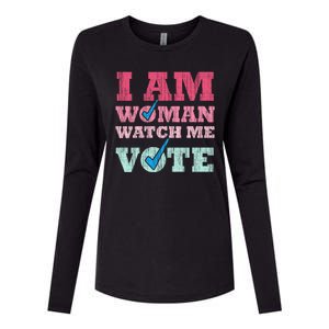 I Am Woman Watch Me Vote 2024 Womens Cotton Relaxed Long Sleeve T-Shirt