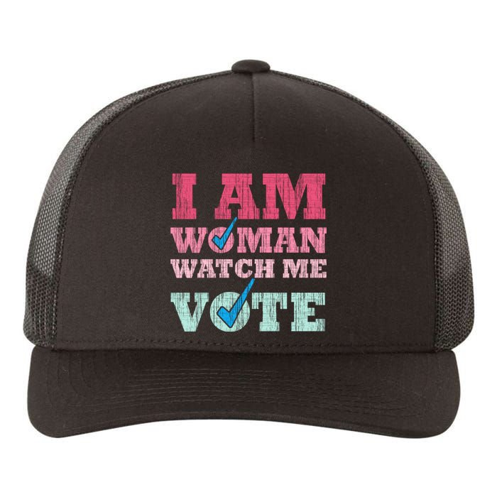 I Am Woman Watch Me Vote 2024 Yupoong Adult 5-Panel Trucker Hat