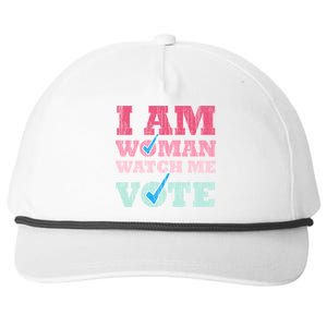 I Am Woman Watch Me Vote 2024 Snapback Five-Panel Rope Hat