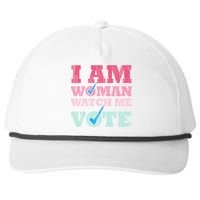 I Am Woman Watch Me Vote 2024 Snapback Five-Panel Rope Hat