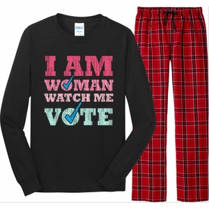 I Am Woman Watch Me Vote 2024 Long Sleeve Pajama Set