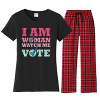 I Am Woman Watch Me Vote 2024 Women's Flannel Pajama Set