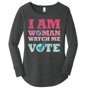 I Am Woman Watch Me Vote 2024 Women's Perfect Tri Tunic Long Sleeve Shirt