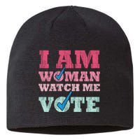 I Am Woman Watch Me Vote 2024 Sustainable Beanie