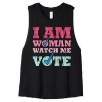 I Am Woman Watch Me Vote 2024 Women's Racerback Cropped Tank