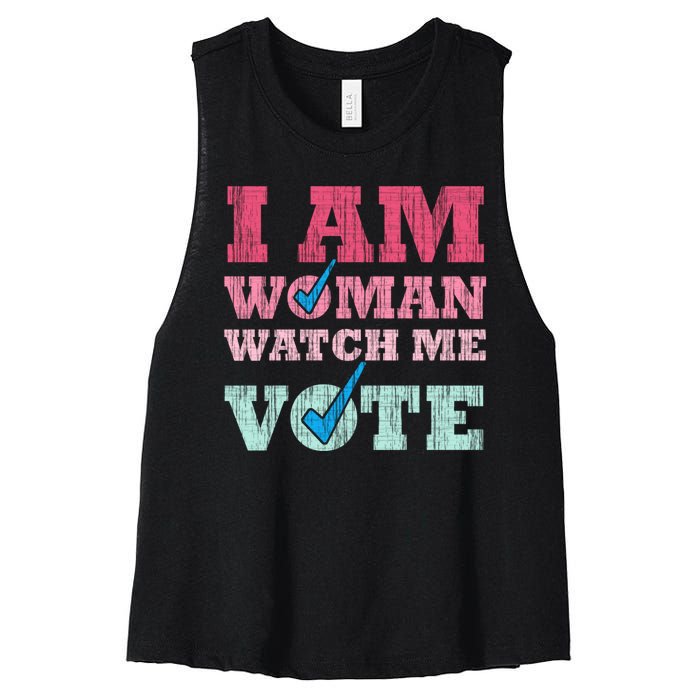 I Am Woman Watch Me Vote 2024 Women's Racerback Cropped Tank