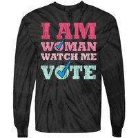 I Am Woman Watch Me Vote 2024 Tie-Dye Long Sleeve Shirt