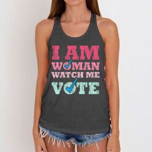 I Am Woman Watch Me Vote 2024 Women's Knotted Racerback Tank