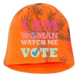 I Am Woman Watch Me Vote 2024 Kati - Camo Knit Beanie