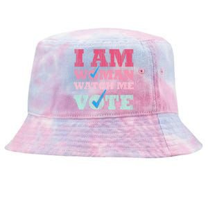 I Am Woman Watch Me Vote 2024 Tie-Dyed Bucket Hat