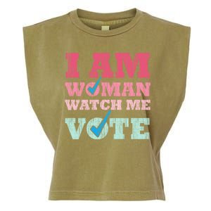 I Am Woman Watch Me Vote 2024 Garment-Dyed Women's Muscle Tee