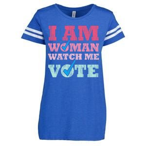 I Am Woman Watch Me Vote 2024 Enza Ladies Jersey Football T-Shirt