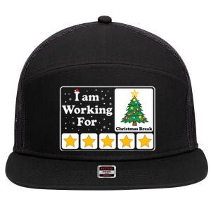 I Am Working For Christmas Break 5 Stars Xmas Tree 7 Panel Mesh Trucker Snapback Hat