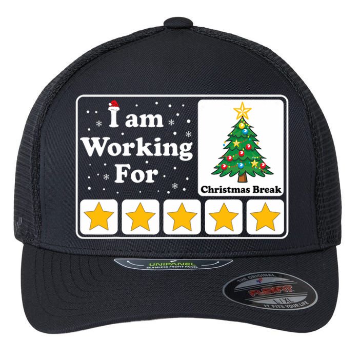 I Am Working For Christmas Break 5 Stars Xmas Tree Flexfit Unipanel Trucker Cap