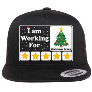 I Am Working For Christmas Break 5 Stars Xmas Tree Flat Bill Trucker Hat